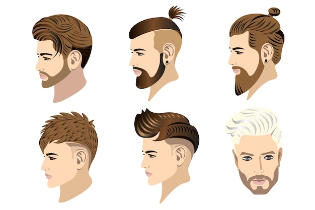 Vetor cortes de cabelo masculinos na moda