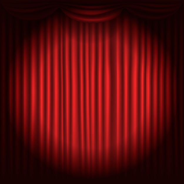 Vetor cortinas de palco com ilustração vetorial de luz do ponto