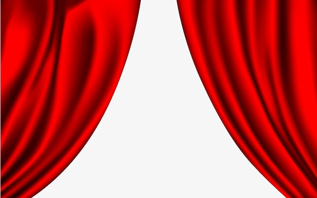 Vetor cortinas de seda em cores vermelhas isoladas em um fundo branco