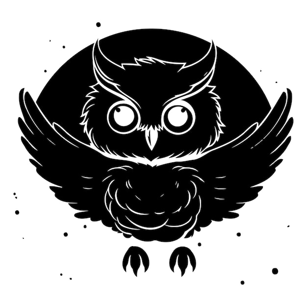 Vetor coruja no fundo do céu noturno ilustração vetorial