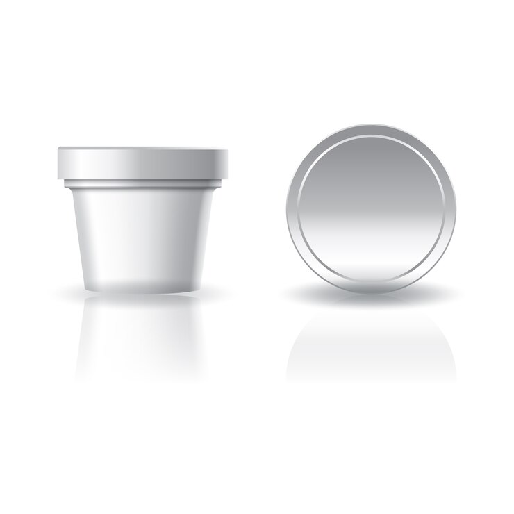 Vetor cosmético branco em branco ou copo redondo de comida com tampa.