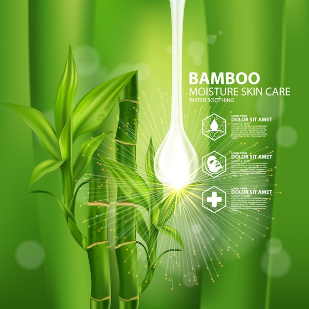 Cosmético para a pele de plantas realistas de bambu