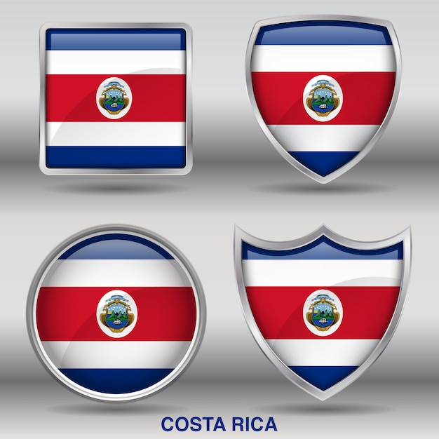 Costa rica bandeira chanfro 4 formas ícone