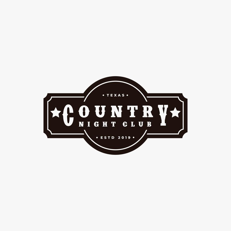 Country Music Western Vintage Retro Saloon Bar Cowboy modelo vetorial de design do logotipo