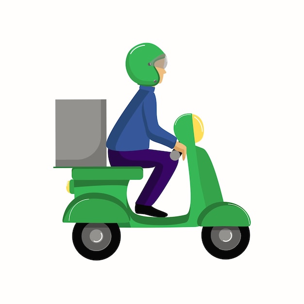 Vetor courier em uma entrega de scooter