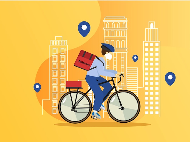 Covid-19. Quarentena na cidade. O conceito de entrega online, rastreamento de pedidos online, casa e o