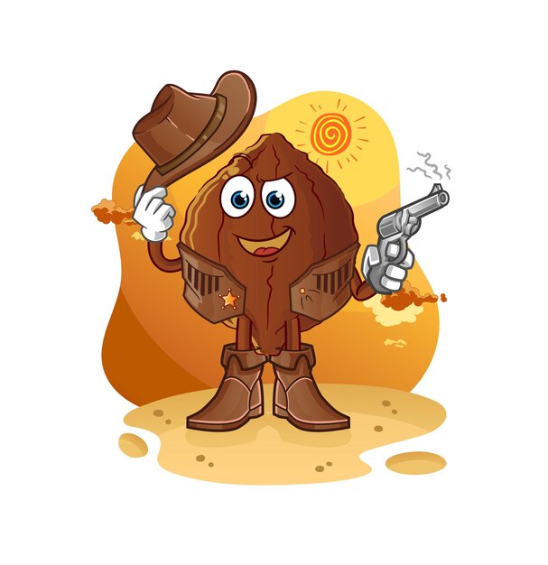 Cowboy de cacau com vetor de personagem de arma