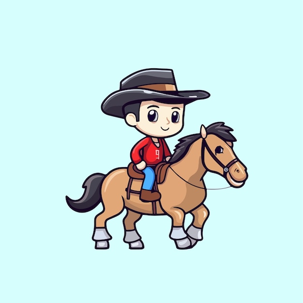 Cowboy de desenho animado andando a cavalo