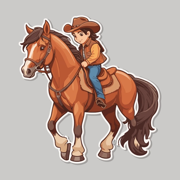 Vetor cowboy em cavalo vetor de desenho animado