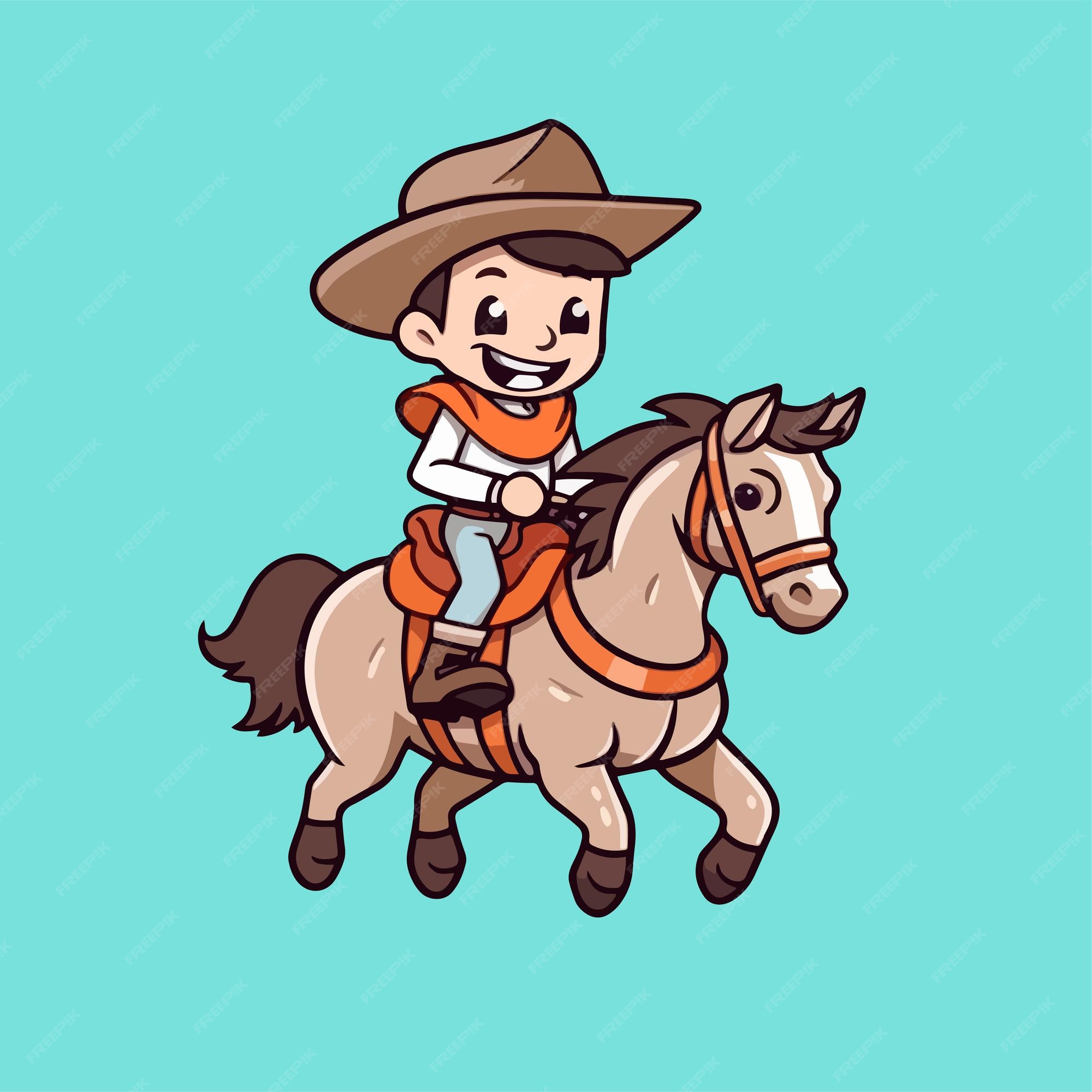 Ã cone De Cavalo Cowboy, Estilo De Desenho Animado Ilustração do Vetor -  Ilustração de beleza, projeto: 156332176