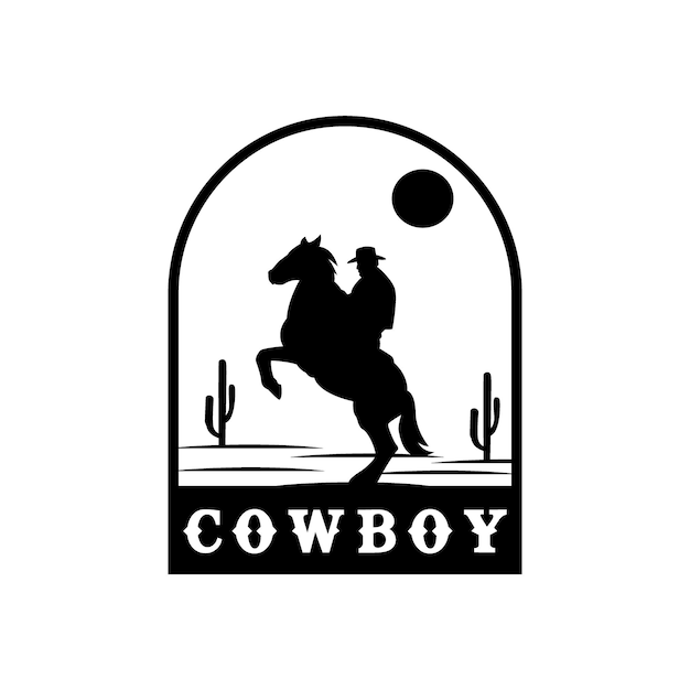 Cowboy homem andando a cavalo poderosamente silhueta