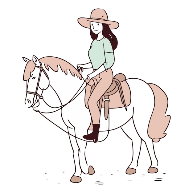 Cowboy montando um cavalo no estilo de desenho animado