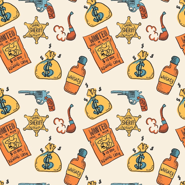 Cowboy sem costura padrão ilustração vetorial decoração para casa design têxtil papel de embrulho artigos de papelaria