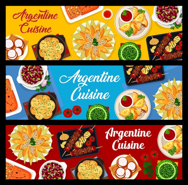 Vetor cozinha argentina banners pratos de comida argentina