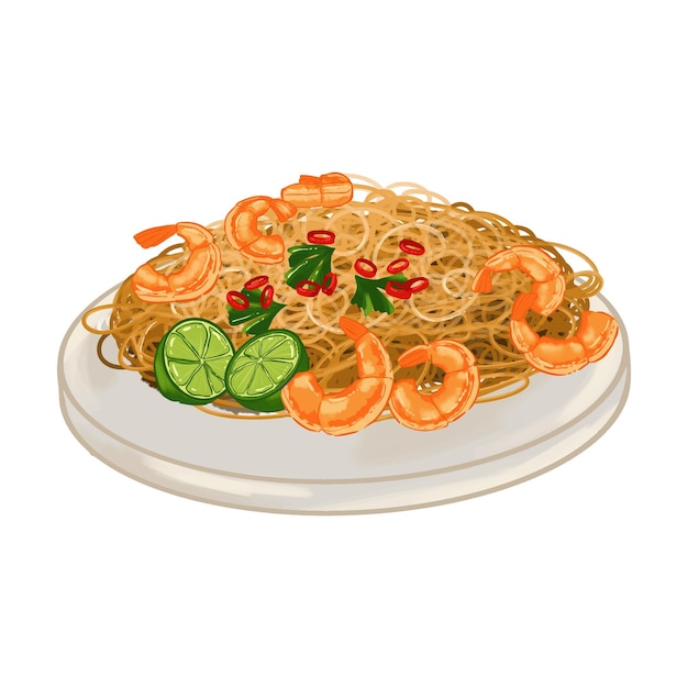 Cozinha tradicional e nacional da Tailândia Pad Thai