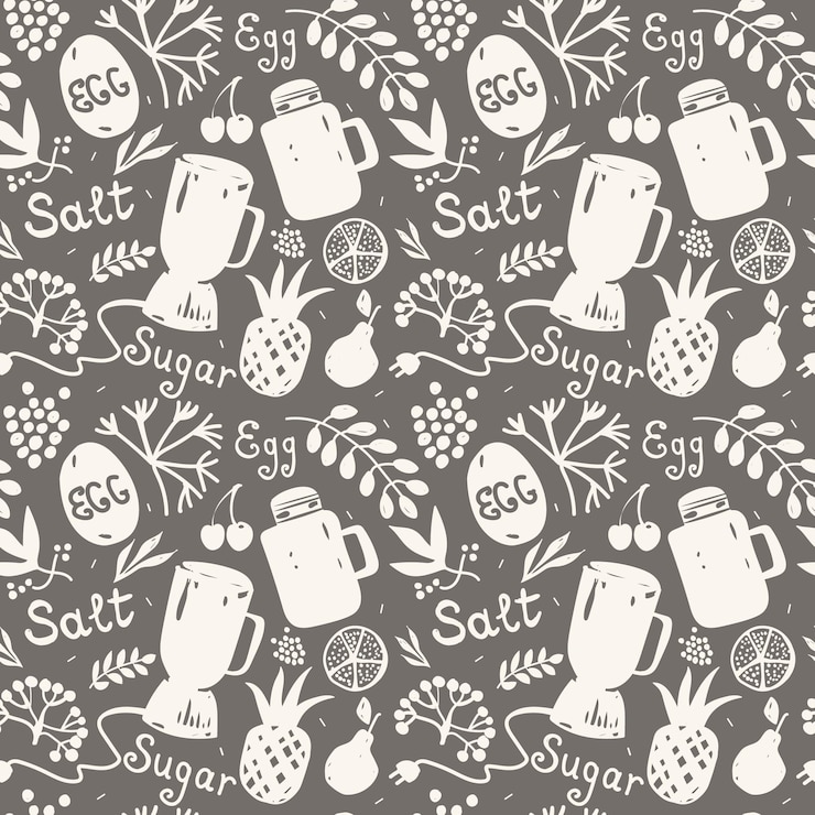 Vetor cozinhar e cozinha padrão sem emenda. ilustração vetorial no estilo doodle. esboço para culinária