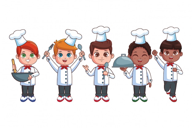 Cozinheiro chefe bonito crianças desenhos animados