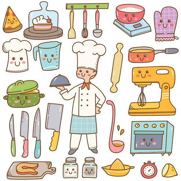 a criança faz um jogo infantil - o cozinheiro prepara a comida. ilustração  em vetor desenho animado isolada 3695260 Vetor no Vecteezy