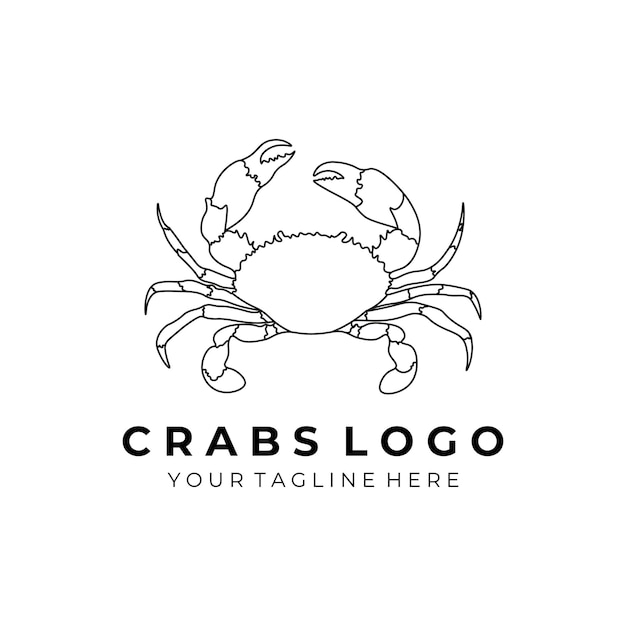 Vetor crab logo ícone ilustração vetorial design sinal loja oceano isolado natureza animal restaurante de frutos do mar