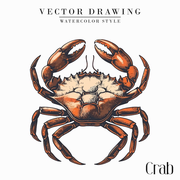 Crab Seafood vetor estilo de aquarela vintage