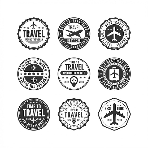 Crachá Design de viagens Selos Coleções