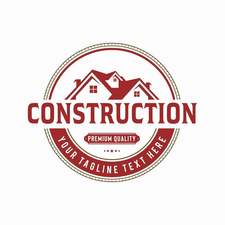 Vetor crachá imobiliário com logotipo de construção