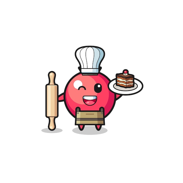 Cranberry como mascote do chef de pastelaria segura o design bonito do rolo