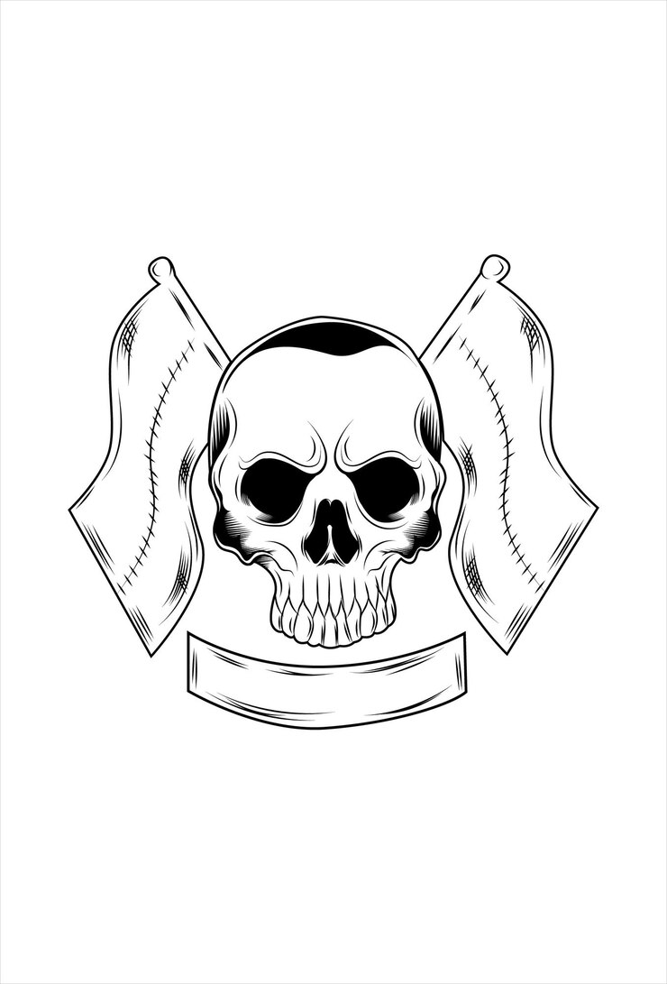 Vetor crânio com ilustração vetorial de bandeira