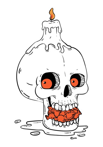 Vetor crânio de halloween desenhado à mão por vetor livre
