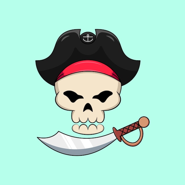 Crânio de pirata com ilustração de espada