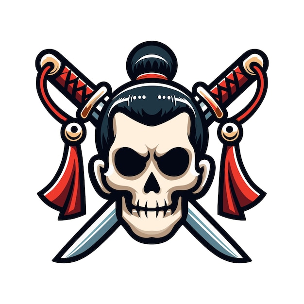 Crânio de Samurai com espadas Katana