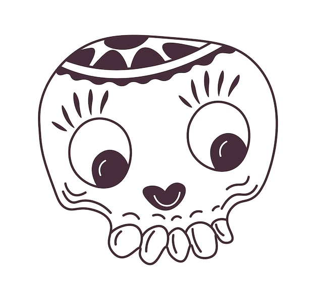 Crânio decorado de personagem esqueleto com flores