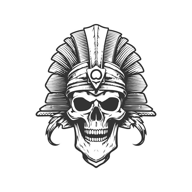 crânio egípcio antigo, logotipo vintage conceito de arte em preto e branco, ilustração desenhada à mão