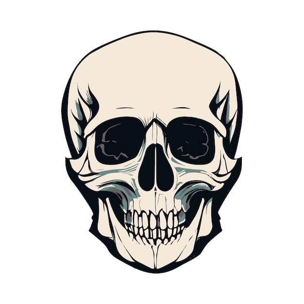 Crânio Humano Minimalista ilustração vetorial realista crânio de cabeça morta humana