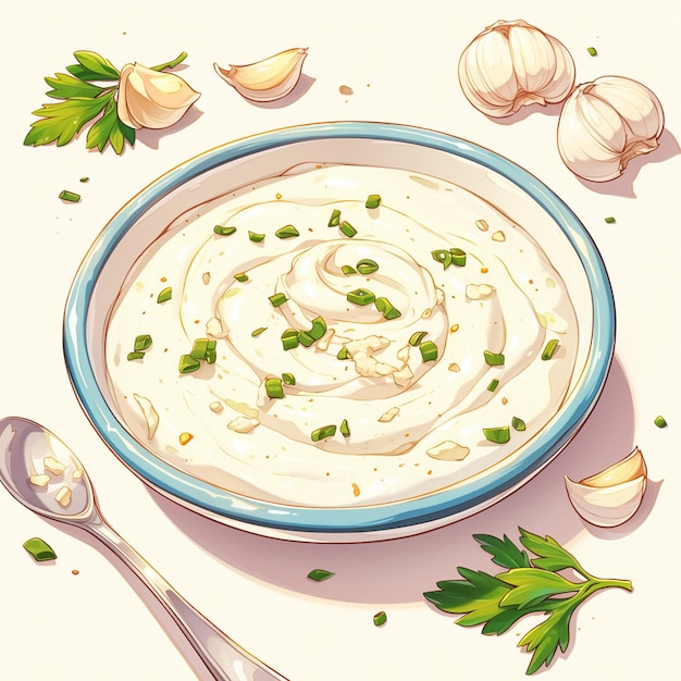 Vetor creamy ranch dressing dip estilo de desenho animado