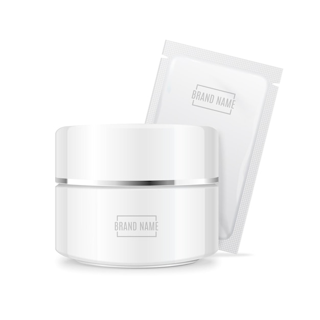 Creme branco 3D detalhado realista e vetor de conjunto de testador