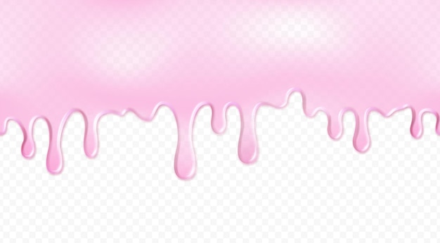 Creme de derretimento rosa realista ou xarope de bolo líquido rosa claro fluindo para baixo Ilustração vetorial