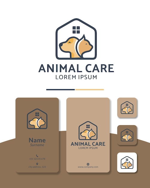 Criação de logotipo para cães e gatos em casa, saúde, hospital, pet shop