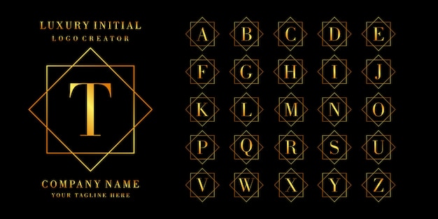 Criador do logotipo: Conjunto de letras ou logotipo inicial, cor dourada