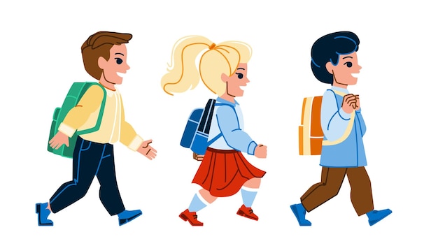Criança a pé para a escola vetor