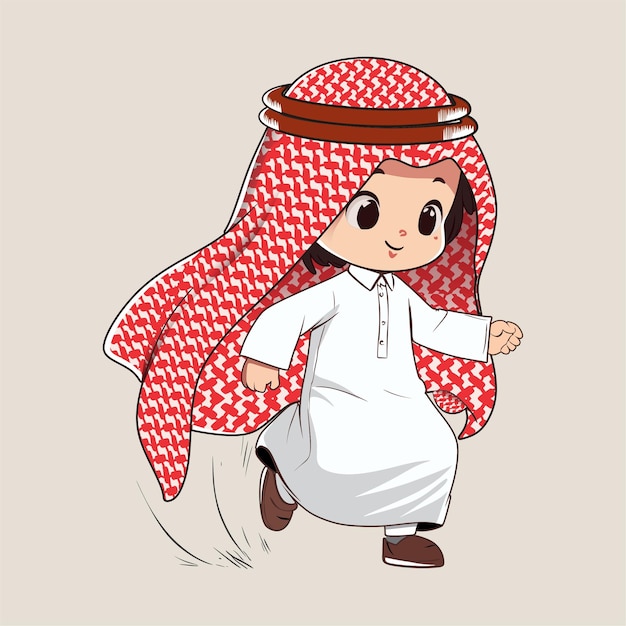 criança árabe saudita vetor personagem amigável criança vetor ilustração