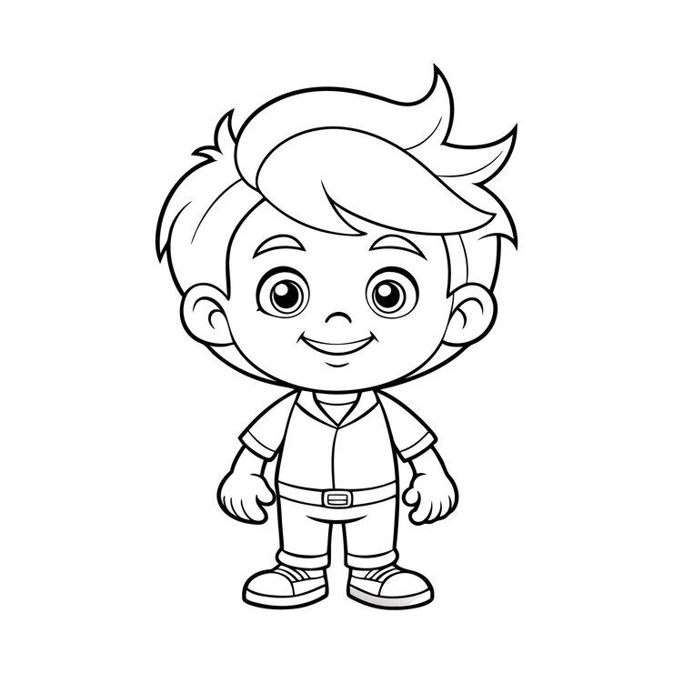 Vetor criança bonita desenhada à mão kawaii ilustração de página de livro de colorir