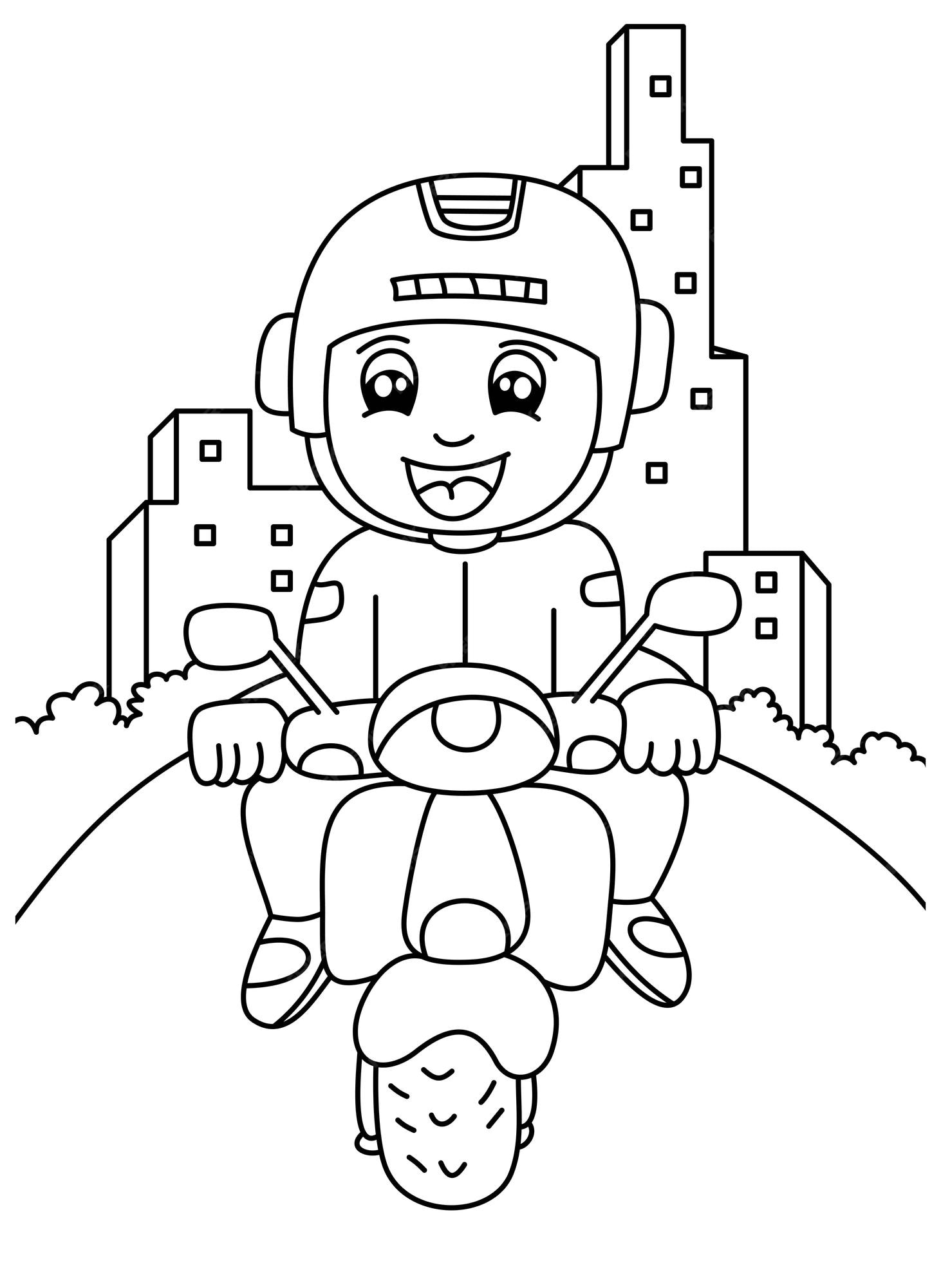 Desenho e Imagem Motocicleta Fácil para Colorir e Imprimir Grátis para  Adultos e Crianças (Meninas e Meninos) 