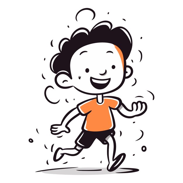 Vetor criança correndo ilustração vetorial de desenho animado de um menino correndo e sorrindo