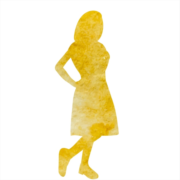 Criança de menina de silhueta de aquarela isolada
