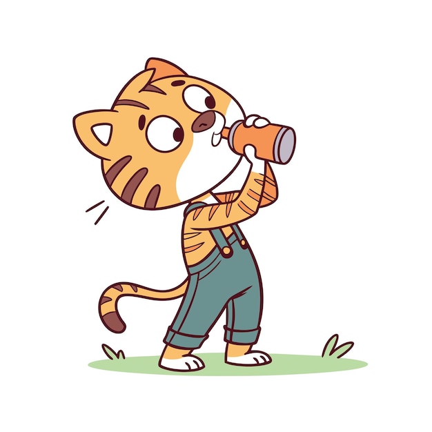 Criança de tigre com sede