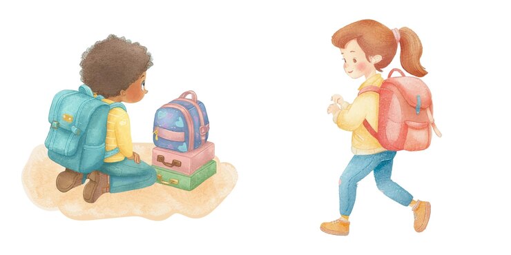 Vetor criança de volta à escola aquarela ilustração vetorial 18