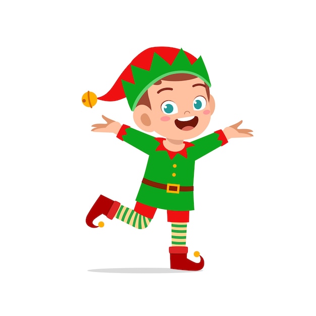 Criança feliz e fofa menino e menina vestindo fantasia de duende verde