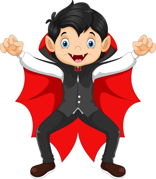 Halloween Feliz. Personagem De Desenho Animado Vampiro Na Capa Vermelha  Esconde Seu Rosto Atrás Da Capa. Ilustração Vetorial No Fundo Branco  Royalty Free SVG, Cliparts, Vetores, e Ilustrações Stock. Image 129755210