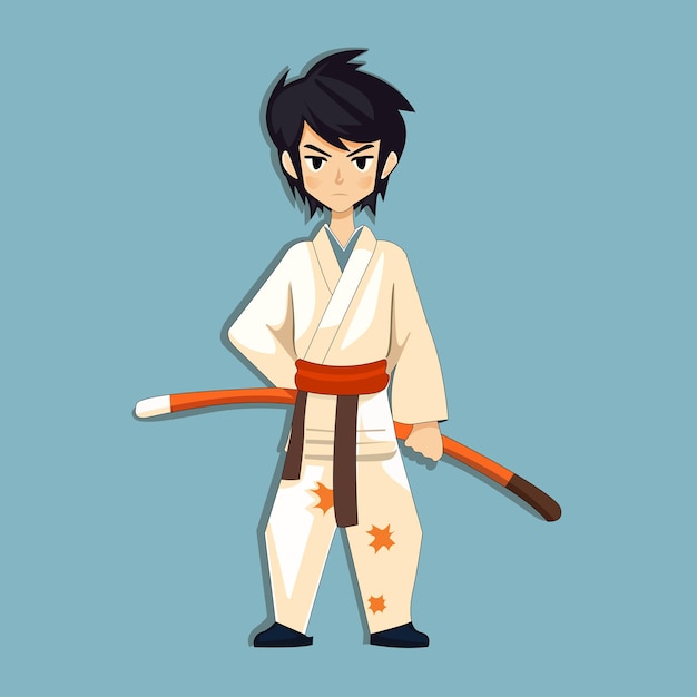 Criança japonesa em ilustração vetorial de quimono